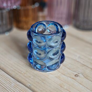 Bubble Glass Blue Medium Tea Light Holder, 2 of 2