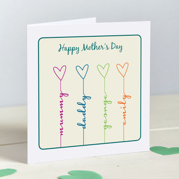 Personalised Family Hearts Mother Card, 2 of 4