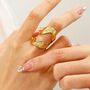 Textured Wave Adjustable Ring Open Statement Band, thumbnail 1 of 6