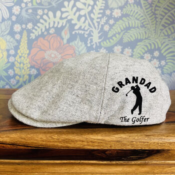 Personalised Dad/Grandad Golf Hobby Flat Cap, 4 of 5