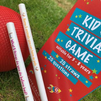 Kids Trivia Game Straws Pack Of 20 Straws, 3 of 3