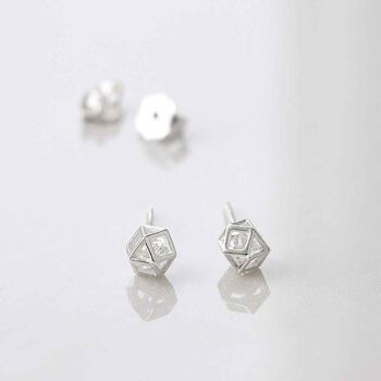 Sterling Silver Cubic Zirconia Prism Stud Earrings, 5 of 6