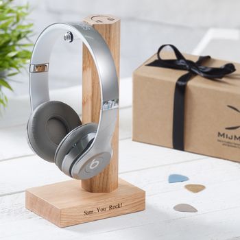 Personalised Solid Oak Headphone Stand, 7 of 12