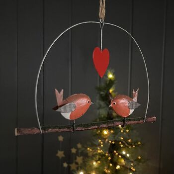 Robin Love On A Perch Hanging Decoration, 2 of 3