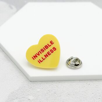 Invisible Illness Heart Pin Badge, 3 of 9