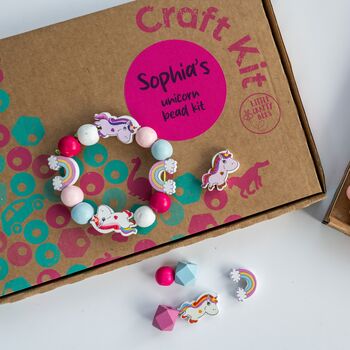Personalised Unicorn Rainbow Wooden Bead Making Kit, 6 of 9