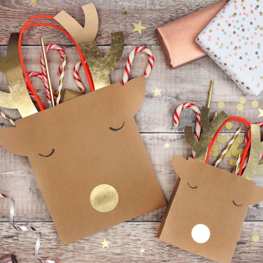 Large Christmas Gift Bag Reindeer Contemporary Small Medium Large and X