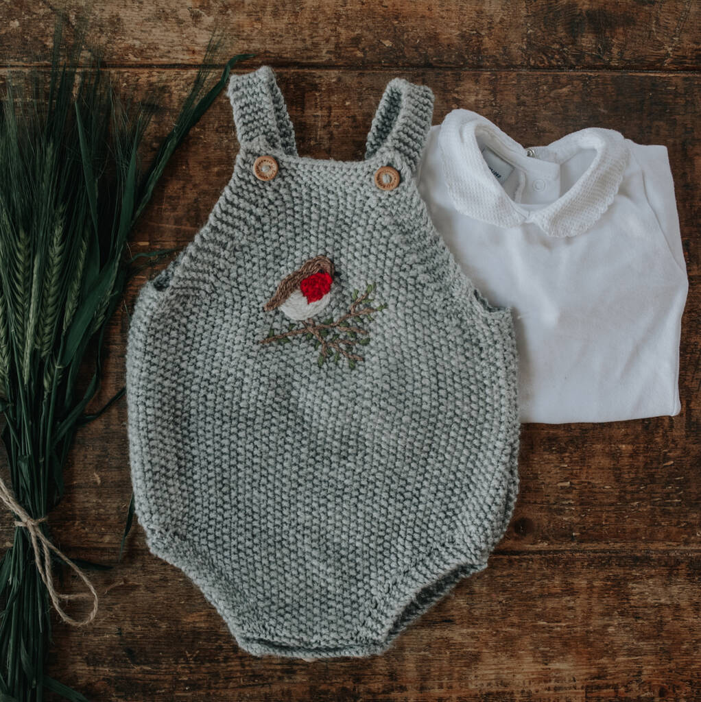 Hand Embroidered Baby Christmas Romper 