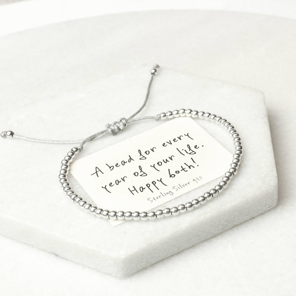 Sterling Silver Happy 60th Bead For Every Year Bracelet, 1 of 7