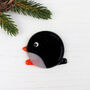 Handmade Glass Penguin Christmas Brooch, thumbnail 1 of 6