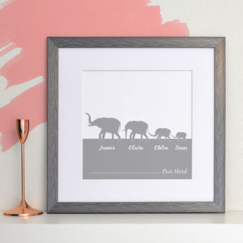Personalised Herd Of Elephants Family Print, 2 of 7