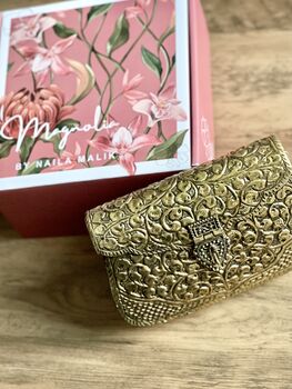 Kolkata Vintage Brass Gold Clutch, 4 of 6