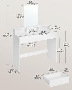 Dressing Table With Large Mirror Modern Style White, 12 of 12