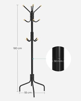Coat Stand Metal Coat Rack With 12 Hooks Four Legs, 9 of 11