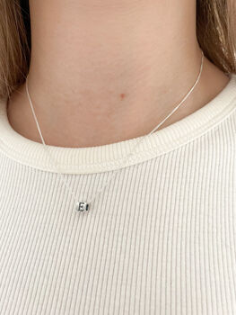 Sterling Silver Personalised Initial Cube Necklace, 2 of 7