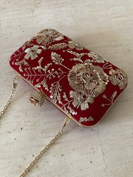 Red Handcrafted Velvet Clutch Bag, 10 of 10