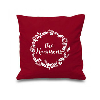 Family Christmas Wreath Personalised Cushion, 5 of 5