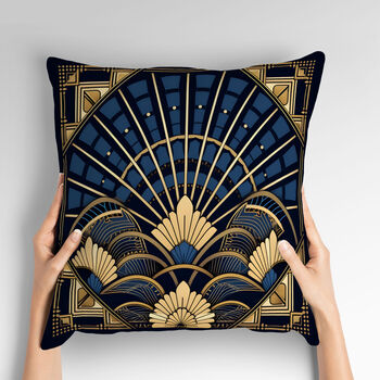 Deco Elegance In Blue Art Deco Cushions Design Four, 2 of 8