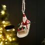 Sitting Santa On A Paddle Board Hanging Decoration, thumbnail 1 of 2