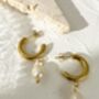 18 K Thick Gold Freshwater Earrings, thumbnail 3 of 5