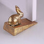 G Decor Sturdy Antique Gold Bunny Door Stopper Decorative Rabbit Door Wedge, thumbnail 3 of 4