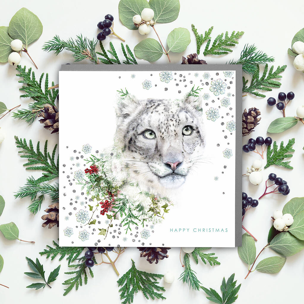 Snow Leopard Christmas Card By Lola Design Ltd | notonthehighstreet.com