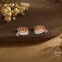 Sterling Silver Enamel Prawn Sushi Stud Earrings, thumbnail 5 of 12