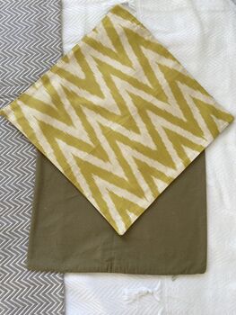 Yellow And Cream Zigzag Silk Ikat Cushion, 8 of 8