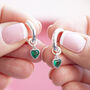 Silver Plated Heart Birthstone Hoop Earrings, thumbnail 1 of 8
