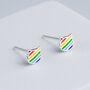 Sterling Silver Rainbow Cat Stud Earrings, thumbnail 1 of 6