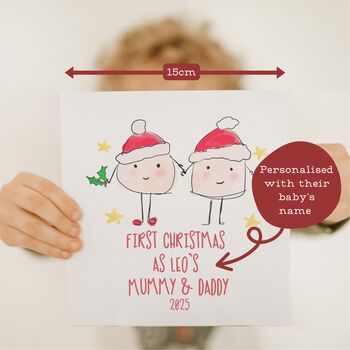1st Christmas As Mummy And Daddy Fun Illustration Card, 2 of 4