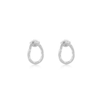 Small Hammered Oval Stud Earrings, 2 of 3