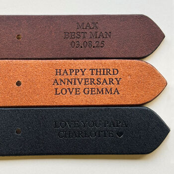 Personalised Men's Leather Belt With Secret Message, 5 of 7