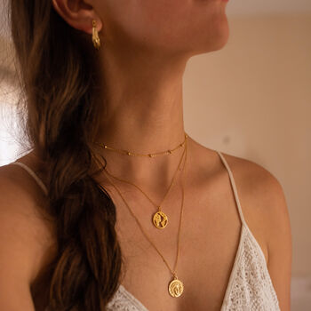Dainty 14 K Gold Bead Choker Necklace, 8 of 9