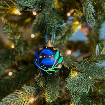 Dark Foliage Hand Painted Christmas Bauble, 3 of 3