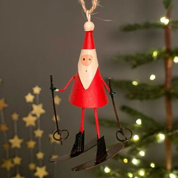 Skiing Santa Hanging Christmas Decoration By Nest | notonthehighstreet.com