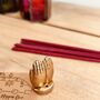 Mini Brass Ganesha In Palms Incense Joss Stick Holder, thumbnail 5 of 10