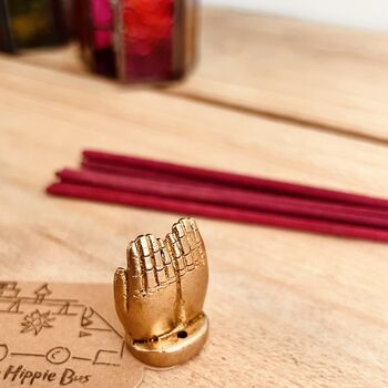 Mini Brass Ganesha In Palms Incense Joss Stick Holder, 5 of 10