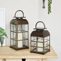 Brass Window Lantern Duo With LED Candles, thumbnail 1 of 2