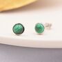 Natural Malachite Stone Stud Earrings In Sterling Silver, thumbnail 2 of 12