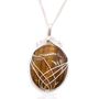 Tigers Eye Silver Wrapped Gemstone Necklace, thumbnail 1 of 7
