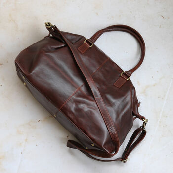 Leather Holdall Bag, Brown, 3 of 6