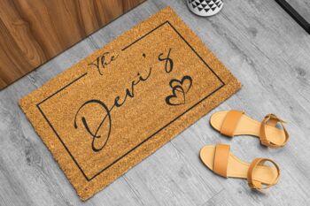 Personalised Coir Doormat With Mid Box And Heart Design, 8 of 8