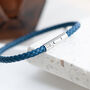 Personalised Men's Aegean Blue Woven Leather Bracelet, thumbnail 2 of 4