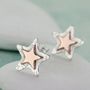 Personalised Rose Gold And Silver Star Stud Earrings, thumbnail 1 of 3