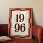 Personalised Birth Year Print With Checkerboard Frame, thumbnail 2 of 12