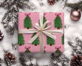 Pink Christmas Tree Wrapping Paper, 2 of 6