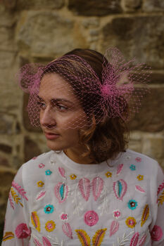 Bunched Veil In Pink 'Filipa', 2 of 8