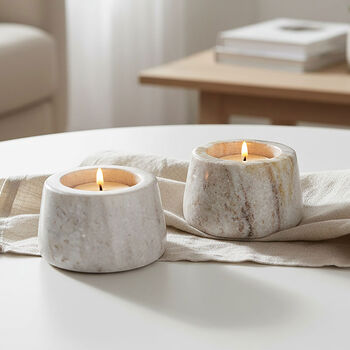 Natural Marble Tealight Holder Set Of Two, 3 of 7