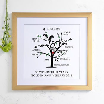 Personalised Golden Anniversary Family Tree Print, 7 of 12